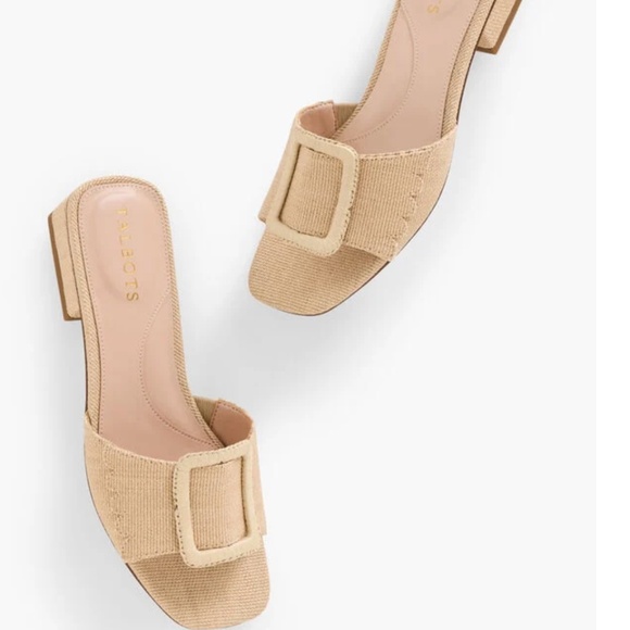 Talbots VIV BUCKLE RAFFIA SLIDES - Picture 1 of 7